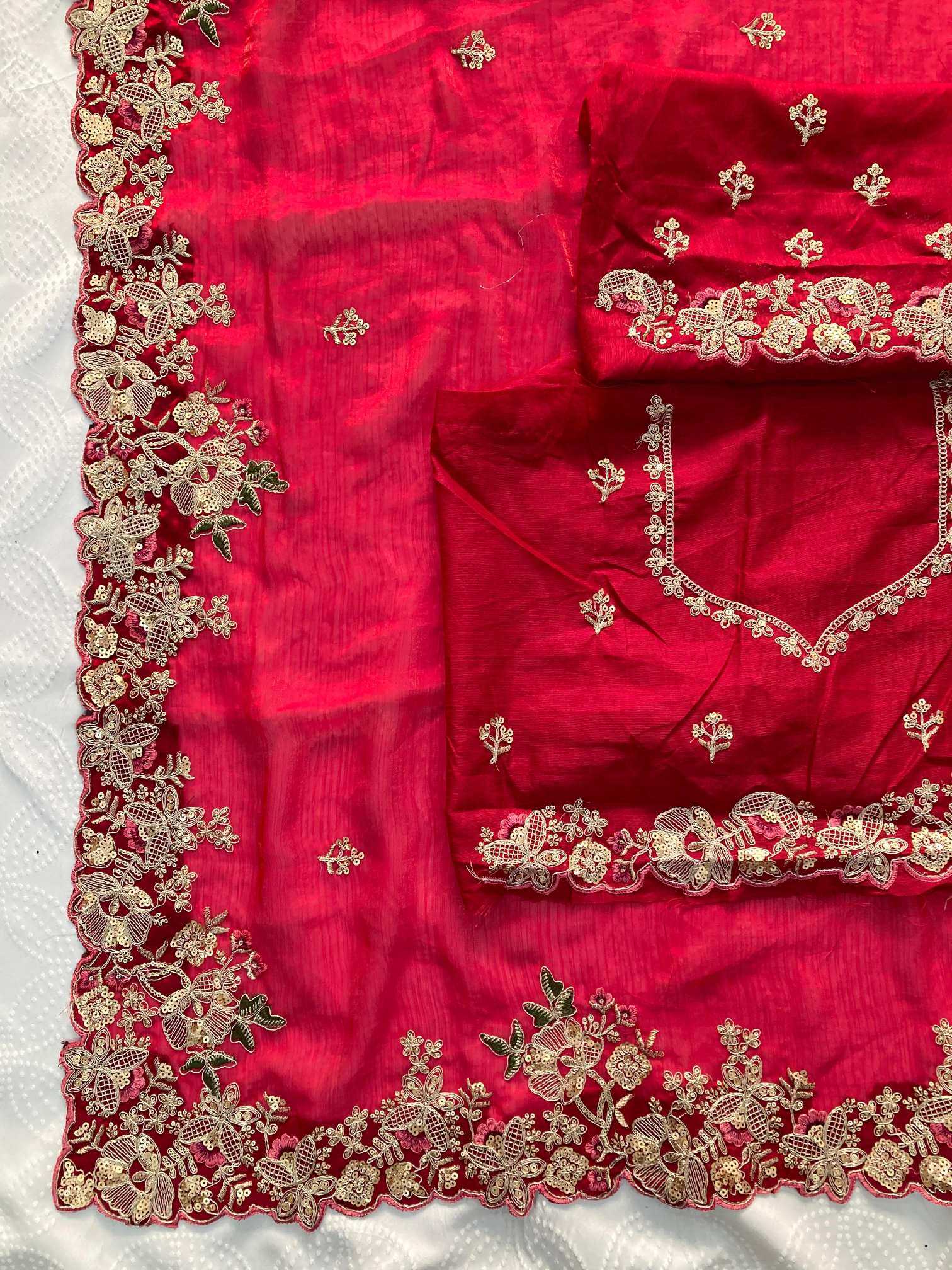 Chiffon  Embroidered Cutwork Saree